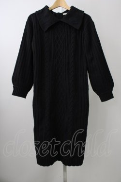 画像1: axes femme / 襟デザインニットワンピース  黒 T-25-11-09-033-AX-OP-SA-ZT