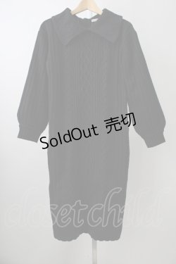 画像1: axes femme / 襟デザインニットワンピース  黒 T-25-11-09-033-AX-OP-SA-ZT423