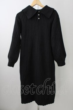 画像2: axes femme / 襟デザインニットワンピース  黒 T-25-11-09-033-AX-OP-SA-ZT