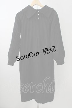 画像2: axes femme / 襟デザインニットワンピース  黒 T-25-11-09-033-AX-OP-SA-ZT423