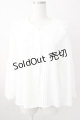 axes femme / 刺繍入りビッグカラーブラウス M ホワイト T-25-11-09-034-AX-BL-SA-ZT