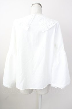 画像2: axes femme / 刺繍入りビッグカラーブラウス M ホワイト T-25-11-09-034-AX-BL-SA-ZT