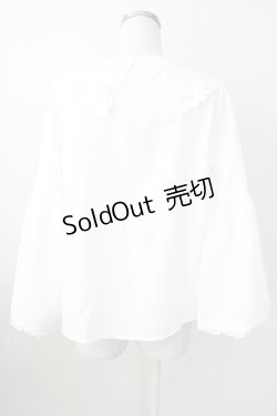 画像2: axes femme / 刺繍入りビッグカラーブラウス M ホワイト T-25-11-09-034-AX-BL-SA-ZT