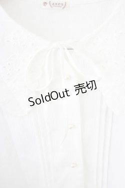 画像3: axes femme / 刺繍入りビッグカラーブラウス M ホワイト T-25-11-09-034-AX-BL-SA-ZT