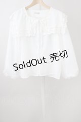 axes femme POETIQUE / レースセーラー襟&チュール袖ブラウス M ホワイト T-25-11-09-036-AX-BL-SA-ZT