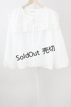 画像1: axes femme POETIQUE / レースセーラー襟&チュール袖ブラウス M ホワイト T-25-11-09-036-AX-BL-SA-ZT