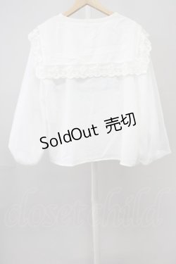 画像2: axes femme POETIQUE / レースセーラー襟&チュール袖ブラウス M ホワイト T-25-11-09-036-AX-BL-SA-ZT