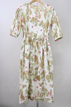 画像1: PINK HOUSE / パイナップル柄ワンピース  白Ｘ黄色Ｘ茶 T-25-11-09-038-LO-OP-SA-ZT