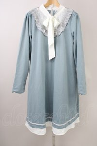 axes femme / ボウタイAラインカットワンピース M サックス T-25-11-09-039-AX-OP-SA-ZT440