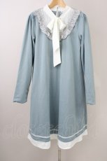 画像1: 【SALE】axes femme / ボウタイAラインカットワンピース M サックス T-25-11-09-039-AX-OP-SA-ZT440 (1)
