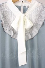 画像3: 【SALE】axes femme / ボウタイAラインカットワンピース M サックス T-25-11-09-039-AX-OP-SA-ZT440 (3)