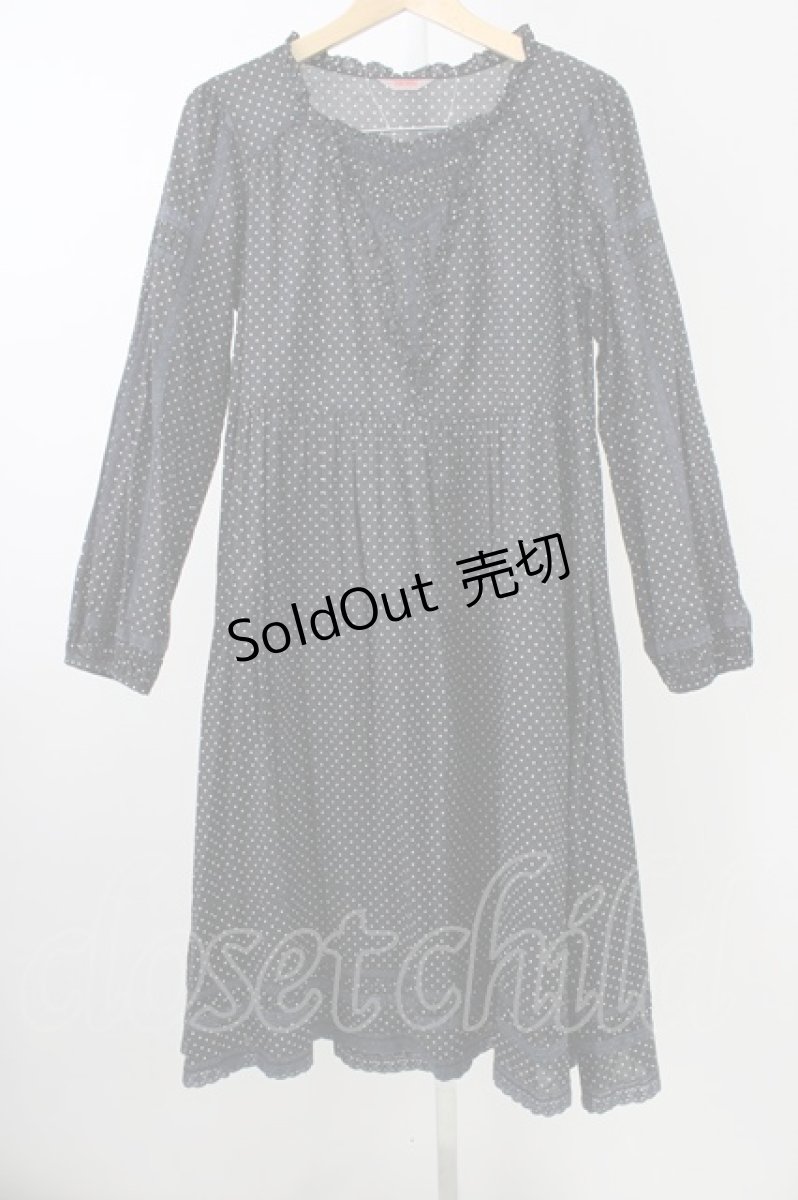 画像1: 【SALE】PINK HOUSE / ドット長袖ワンピース  ブラック T-25-11-09-040-LO-OP-SA-ZT400 (1)