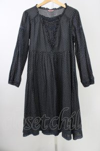 PINK HOUSE / ドット長袖ワンピース  ブラック T-25-11-09-040-LO-OP-SA-ZT400
