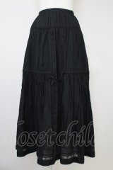 PINK  HOUSE / フロント縦レース&裾ピンタックスカート  黒 T-25-11-09-045-LO-SK-SA-ZT357