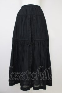 PINK  HOUSE / フロント縦レース&裾ピンタックスカート  黒 T-25-11-09-045-LO-SK-SA-ZT357