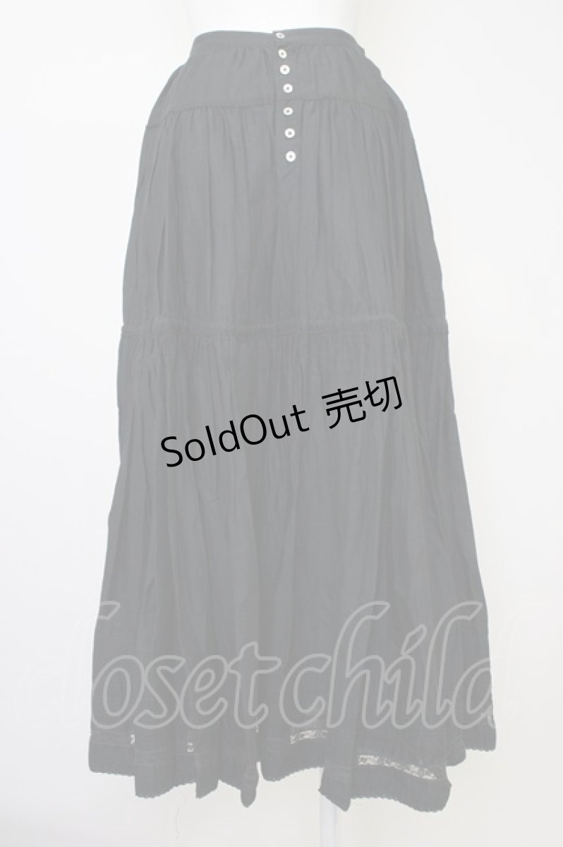 画像2: 【SALE】PINK  HOUSE / フロント縦レース&裾ピンタックスカート  黒 T-25-11-09-045-LO-SK-SA-ZT357 (2)
