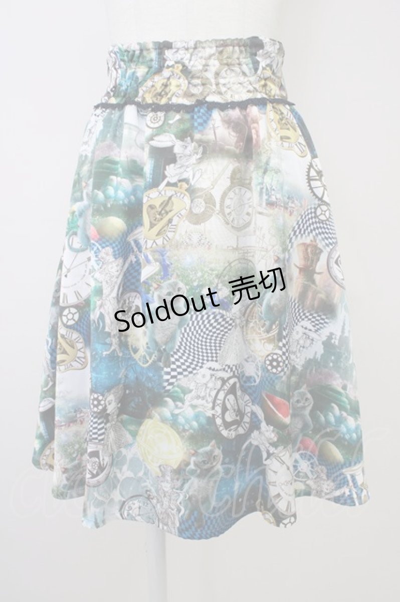 画像1: 【SALE】PINK HOUSE CHELSEA / アリスインワンダーランドコラボスカート 2(S) ブルー T-25-11-09-046-EL-SK-SA-ZT357 (1)