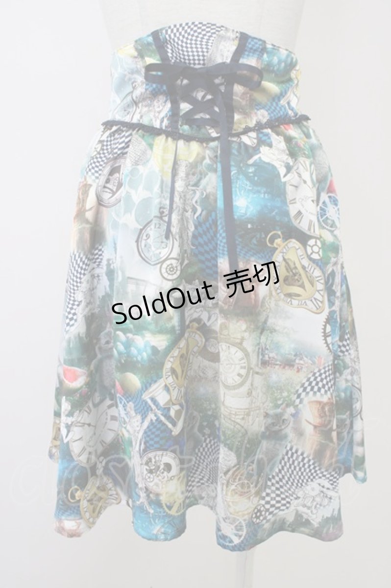 画像2: 【SALE】PINK HOUSE CHELSEA / アリスインワンダーランドコラボスカート 2(S) ブルー T-25-11-09-046-EL-SK-SA-ZT357 (2)