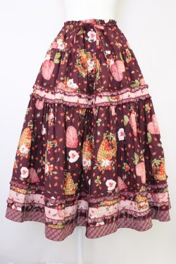 画像1: PINK HOUSE / Very Berry Heartプリントスカート  ボルドー T-25-11-09-049-LO-SK-SA-ZT