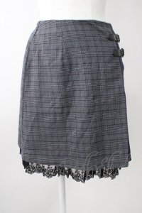 axes femme POETIQUE / パッチワーク切替えミニスカート M チャコール T-25-11-09-050-AX-SK-SA-ZT418