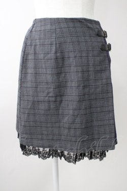 画像1: axes femme POETIQUE / パッチワーク切替えミニスカート M チャコール T-25-11-09-050-AX-SK-SA-ZT