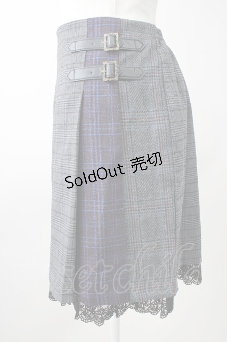画像3: 【SALE】axes femme POETIQUE / パッチワーク切替えミニスカート M チャコール T-25-11-09-050-AX-SK-SA-ZH (3)