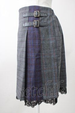 画像3: axes femme POETIQUE / パッチワーク切替えミニスカート M チャコール T-25-11-09-050-AX-SK-SA-ZT