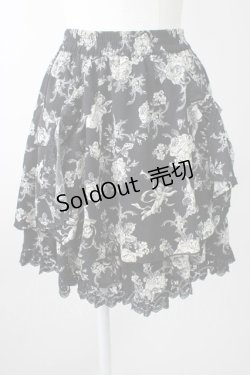 画像1: axes femme / エンジェルローズプリントスカート  黒Ｘ白 T-25-11-09-051-AX-SK-SA-ZT