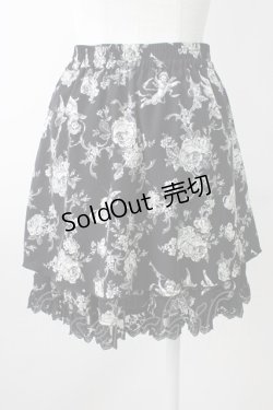 画像2: axes femme / エンジェルローズプリントスカート  黒Ｘ白 T-25-11-09-051-AX-SK-SA-ZT