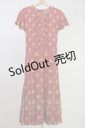 PINK HOUSE / フラワーブーケ総柄シフォンプリーツワンピース  赤 T-25-11-09-007-LO-OP-HD-ZT505