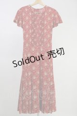 PINK HOUSE / フラワーブーケ総柄シフォンプリーツワンピース  赤 T-25-11-09-007-LO-OP-HD-ZT505