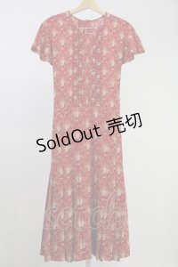 PINK HOUSE / フラワーブーケ総柄シフォンプリーツワンピース  赤 T-25-11-09-007-LO-OP-HD-ZT505
