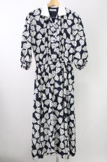 画像1: 【SALE】INGEBORG / ドットリボン総柄シャツワンピース  黒Ｘ白 T-25-11-09-009-LO-OP-SA-ZT504 (1)