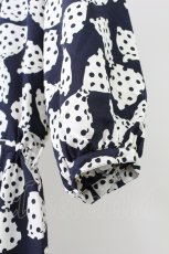 画像3: 【SALE】INGEBORG / ドットリボン総柄シャツワンピース  黒Ｘ白 T-25-11-09-009-LO-OP-SA-ZT504 (3)