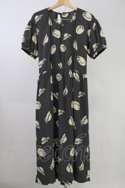 画像1: PINK HOUSE / 麦わらドット半袖ワンピース  黒Ｘアイボリー T-25-11-09-010-LO-OP-SA-ZT