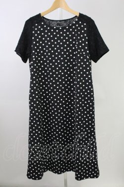 画像1: Ph Blue / レース切り替えドットワンピース  ブラック T-25-11-09-011-LO-OP-SA-ZT