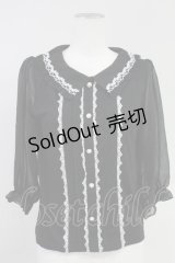 axes femme POETIQUE / 袖シフォン襟付きプルオーバー M ブラック T-25-11-09-013-AX-TO-SA-ZT