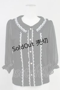 axes femme POETIQUE / 袖シフォン襟付きプルオーバー M ブラック T-25-11-09-013-AX-TO-SA-ZT