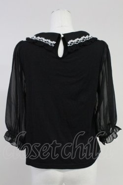 画像2: axes femme POETIQUE / 袖シフォン襟付きプルオーバー M ブラック T-25-11-09-013-AX-TO-SA-ZT