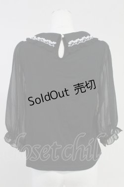 画像2: axes femme POETIQUE / 袖シフォン襟付きプルオーバー M ブラック T-25-11-09-013-AX-TO-SA-ZT