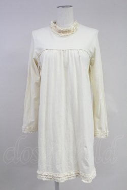 画像1: PINK HOUSE / ハイネック裾フリル長袖チュニック  キナリ T-25-11-09-014-LO-OP-SA-ZT