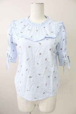 画像1: axes femme POETIQUE / ストライプローズブラウス M サックス T-25-11-09-002-AX-BL-SA-ZT