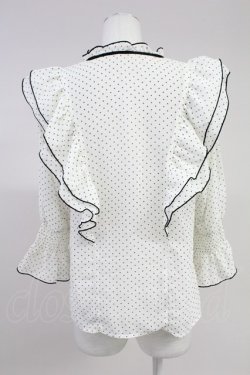 画像2: axes femme POETIQUE / ドット配色リボンフリルブラウス M ホワイト T-25-11-09-015-AX-BL-SA-ZT
