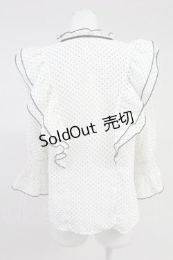 画像2: 【SALE】axes femme POETIQUE / ドット配色リボンフリルブラウス M ホワイト T-25-11-09-015-AX-BL-SA-ZT509