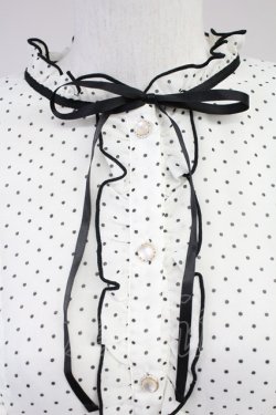 画像3: axes femme POETIQUE / ドット配色リボンフリルブラウス M ホワイト T-25-11-09-015-AX-BL-SA-ZT