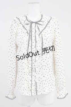 画像1: axes femme / フリルドットブラウス M ベージュ T-25-11-09-016-AX-BL-SA-ZT509