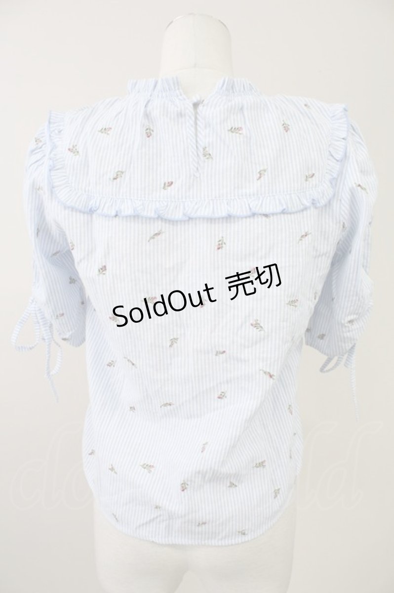 画像2: 【SALE】axes femme POETIQUE / ストライプローズブラウス M サックス T-25-11-09-002-AX-BL-SA-ZH (2)