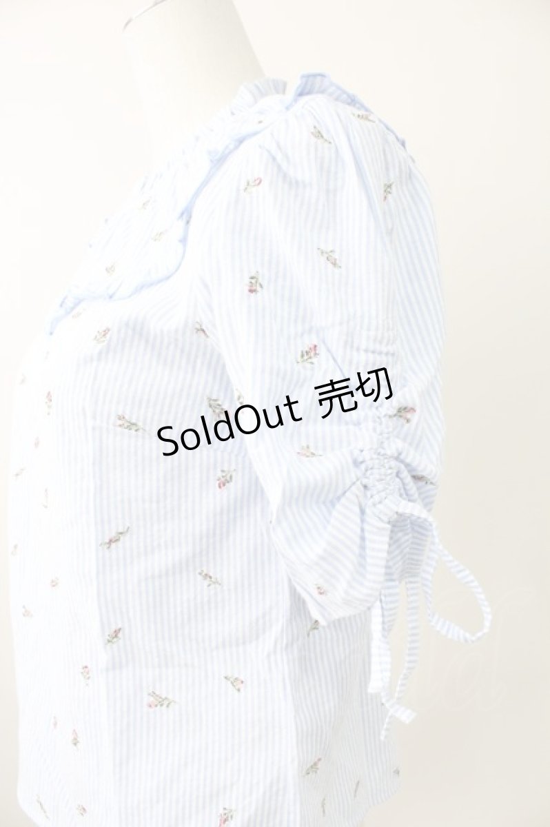 画像3: 【SALE】axes femme POETIQUE / ストライプローズブラウス M サックス T-25-11-09-002-AX-BL-SA-ZH (3)