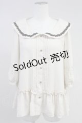 axes femme / 丸襟タックチュニック M ベージュ T-25-11-09-019-AX-TO-SA-ZT