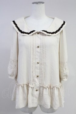 画像1: axes femme / 丸襟タックチュニック M ベージュ T-25-11-09-019-AX-TO-SA-ZT